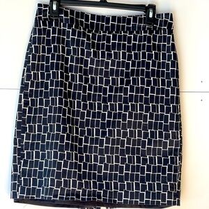 Ann Taylor Straight Pencil Mini Skirt Career Office Black and White Skirt, Sz 8